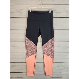 Old Navy Womens M Grey Peach Go-Dry Leggings Colorblock High Rise Activewear‎